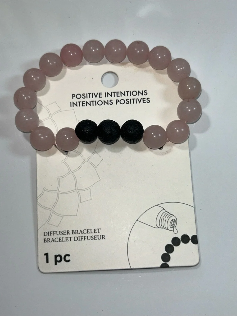 NWT Genuine Rose Quartz Gemstone Bead Aromatherapy Bracelet Positive Intentions